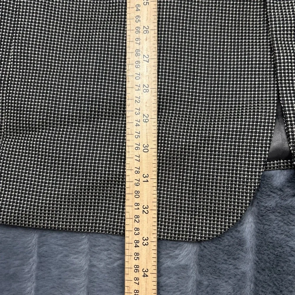 Roberto Villini Couture Mens 42 Wool Silk Blazer Grey Black Micro Check Italy